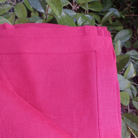 LE TELERIE TOSCANO EXCLUSIVE FIRENZE RED LINEN TABLECLOTH 68'X108 NWT" - Picture 11 of 13